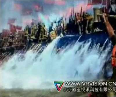 威亞視訊互動投影技術應用于中國軍事博物館.紀念建軍八十周年98抗洪景觀