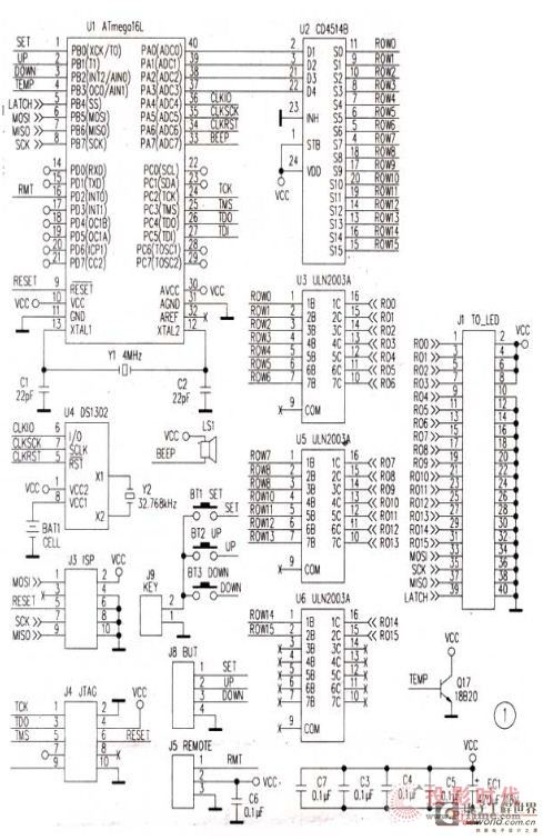 LED點陣顯示器電路原理圖及程序