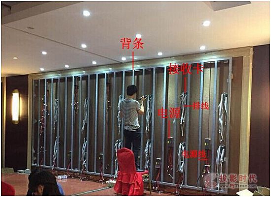 把電源固定在條屏的位置上