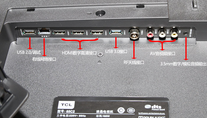TCL 65C2劇院電視：接口設計