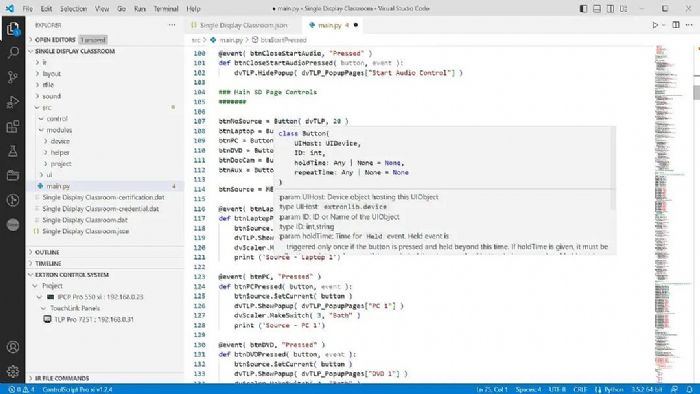 使用 Microsoft VS Code 和 Python 編寫面向未來的 Extron 控制系統程序！