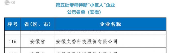 文香獲評國家級專精特新“小巨人”企業